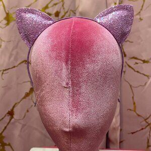 NEW Women's Pink Glitter Cat Ears Headband